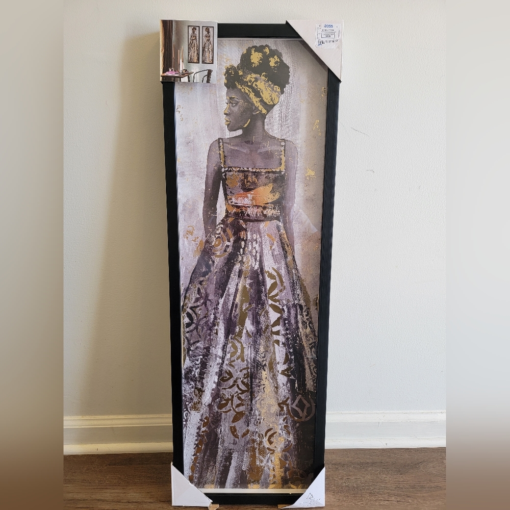 African Inspired Wall Art with Frame, 35.5"×12"